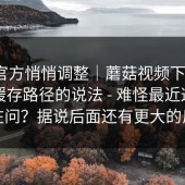疑似官方悄悄调整｜蘑菇视频下载 ｜ 关于缓存路径的说法 - 难怪最近这么多人在问？据说后面还有更大的反转