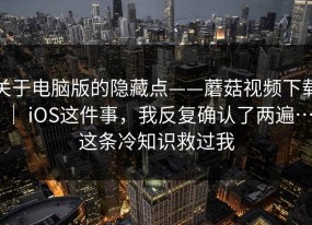 关于电脑版的隐藏点——蘑菇视频下载 ｜ iOS这件事，我反复确认了两遍…这条冷知识救过我
