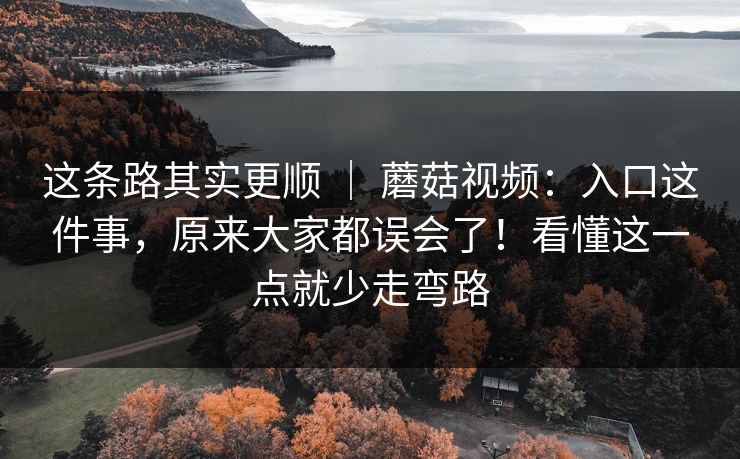 这条路其实更顺 ｜ 蘑菇视频：入口这件事，原来大家都误会了！看懂这一点就少走弯路