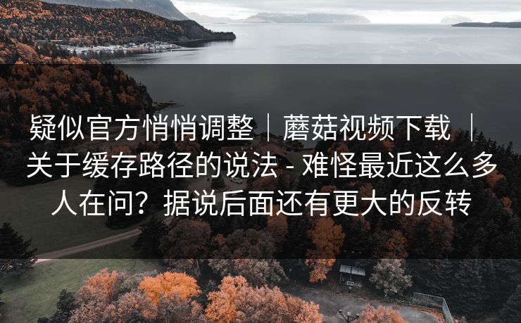 疑似官方悄悄调整｜蘑菇视频下载 ｜ 关于缓存路径的说法 - 难怪最近这么多人在问？据说后面还有更大的反转
