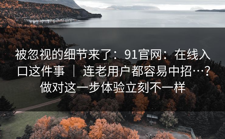被忽视的细节来了：91官网：在线入口这件事 ｜ 连老用户都容易中招…？做对这一步体验立刻不一样