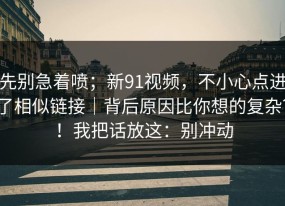 先别急着喷；新91视频，不小心点进了相似链接｜背后原因比你想的复杂？！我把话放这：别冲动