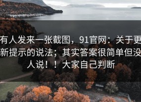 有人发来一张截图，91官网：关于更新提示的说法；其实答案很简单但没人说！！大家自己判断
