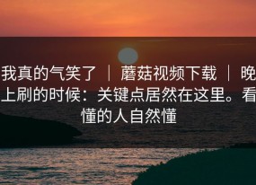 我真的气笑了 ｜ 蘑菇视频下载 ｜ 晚上刷的时候：关键点居然在这里。看懂的人自然懂