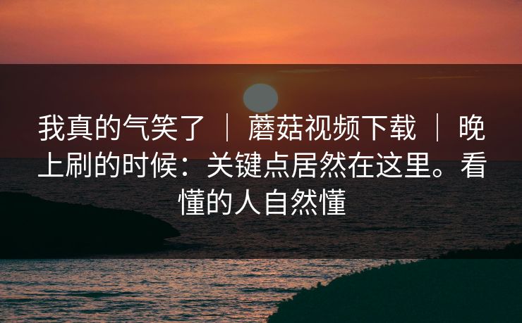 我真的气笑了 ｜ 蘑菇视频下载 ｜ 晚上刷的时候：关键点居然在这里。看懂的人自然懂